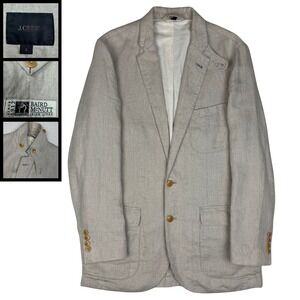 J.Crew Baird McNutt Irish Linen Sport Coat Blazer Mens S Beige Oatmeal Old Money